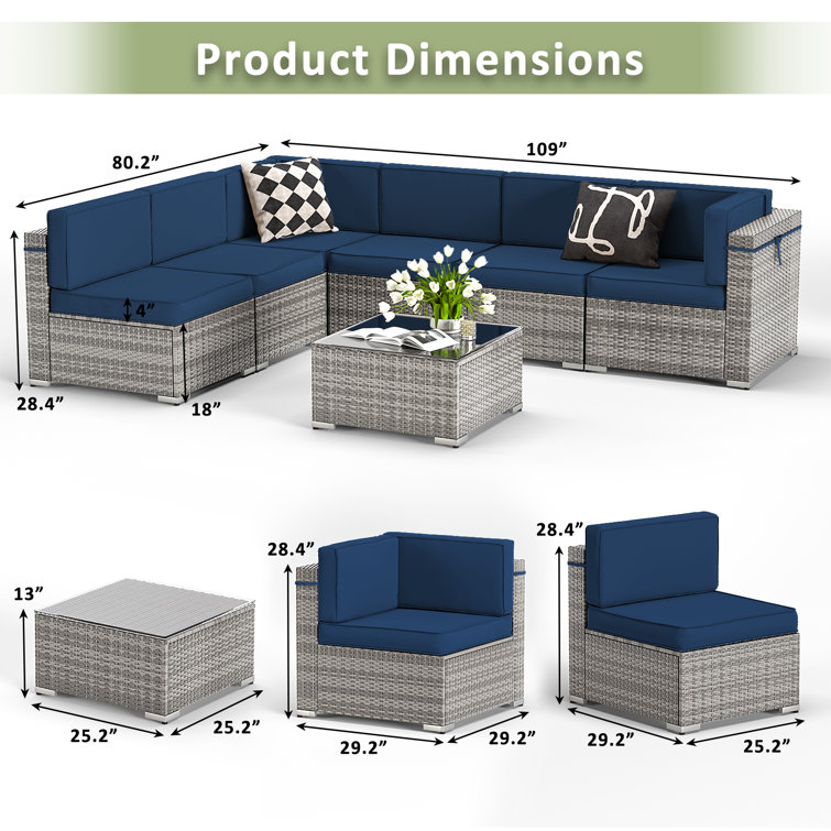 7 piece modular online wicker sectional